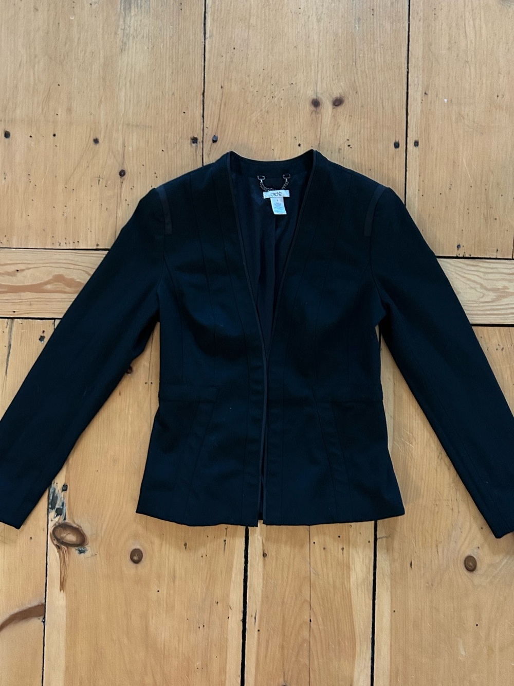 Vintage Y2K Caché Black Women's Tailored Open-Front Jacket